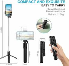 4-in-1 Wireless Selfie Stick Tripod with Light & Bluetooth Remote (70cm)
